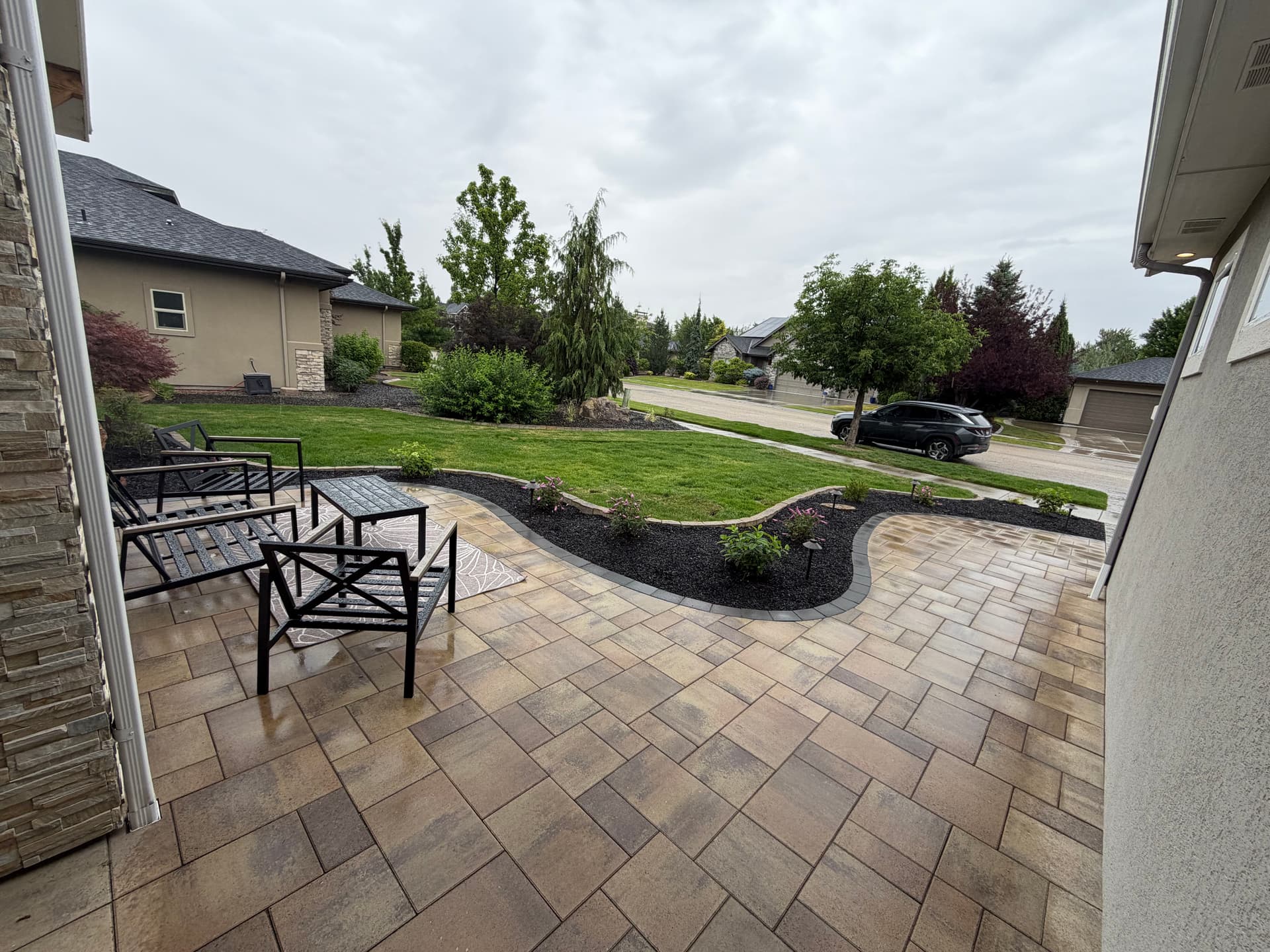 Front Yard Paver Patio Installation in Eagle Idaho image